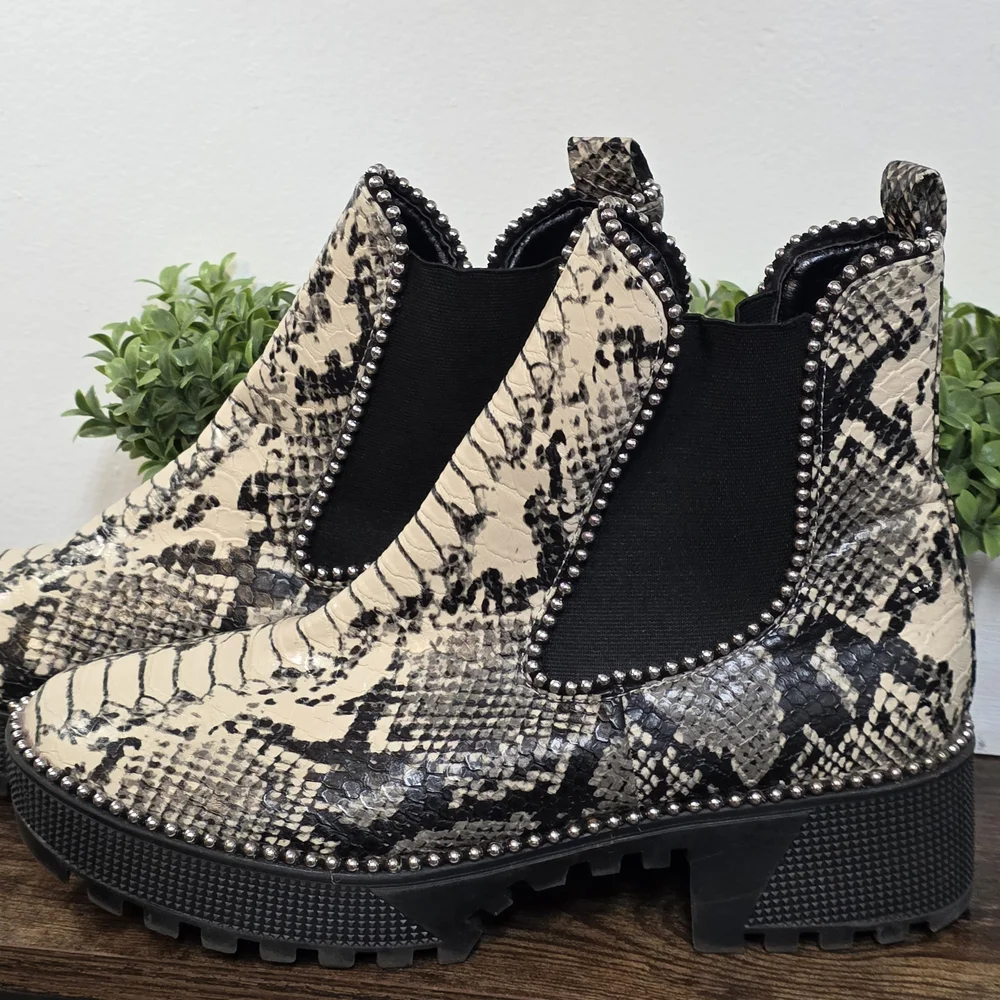 Cape Robbin Studded Python Ankle Boot - Picture 4 of 7